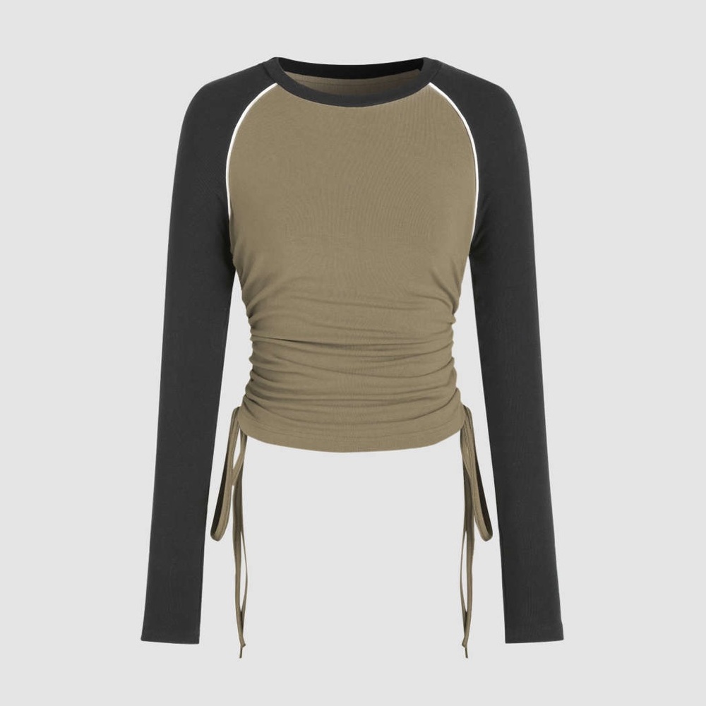 Raglan Sleeve Patchy Long Sleeve Top from CIDER
